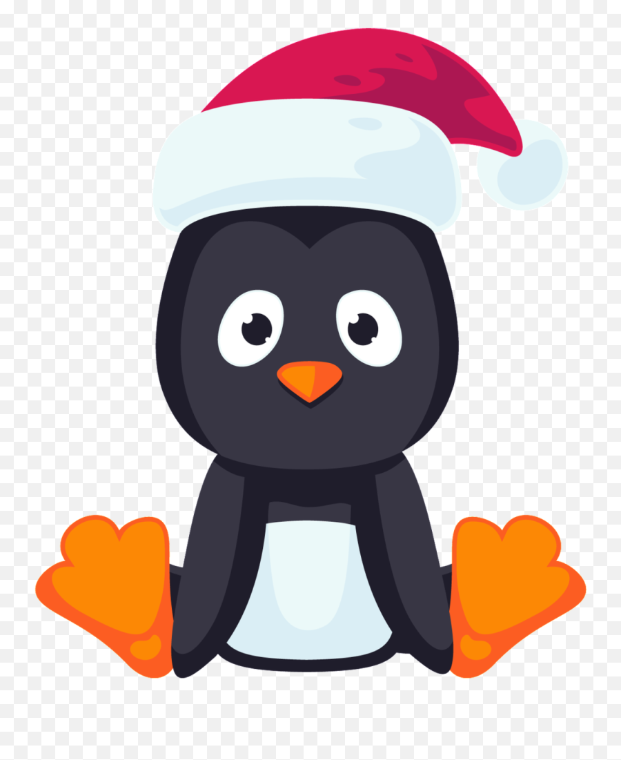 Download Little Penguin Sitting In A Christmas Hat With - Happy Emoji,Christmas Hat Transparent