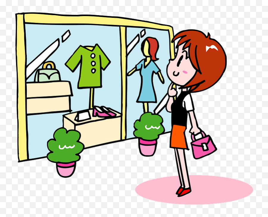 Shopping At A Clothing Store Clipart - Girl In Shop Clipart Emoji,Shopping Clipart