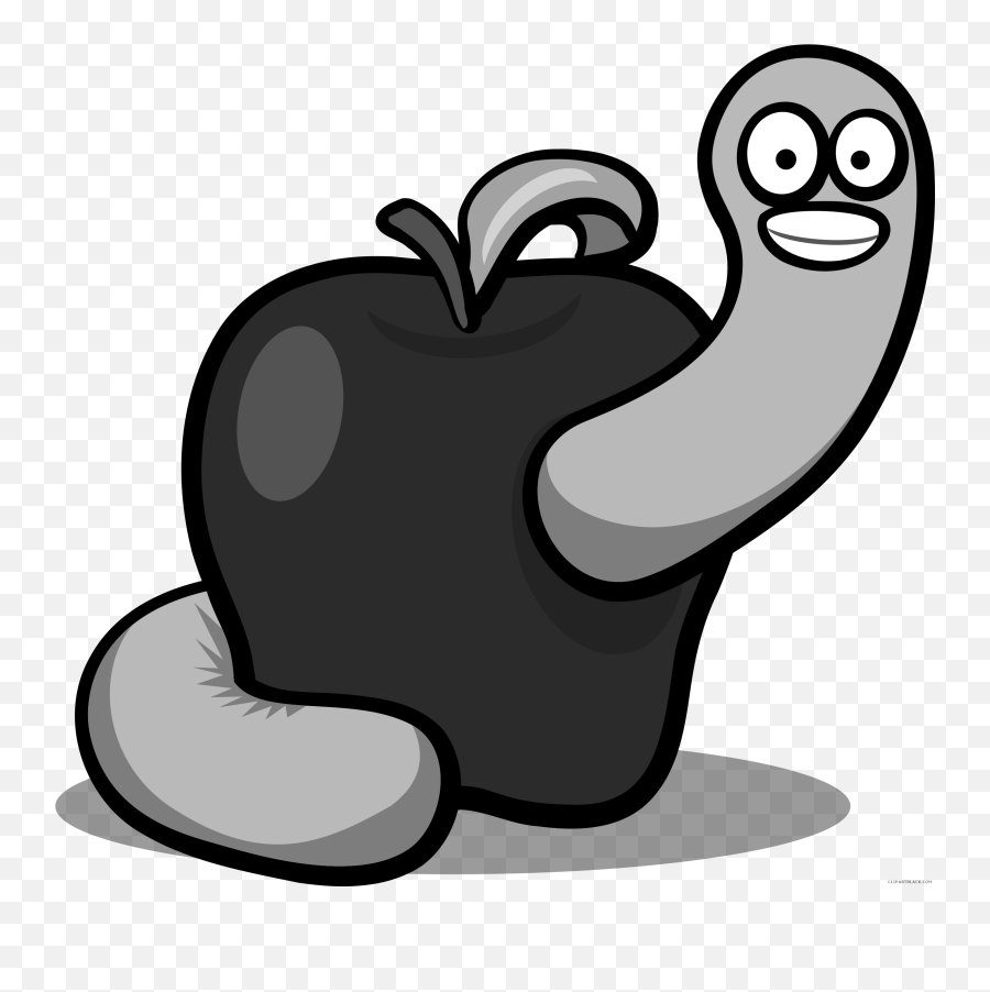 Apple Cartoon Png - Apple With Worm Drawing Transparent Worm Cartoon Apple Emoji,Apple Clipart Black And White