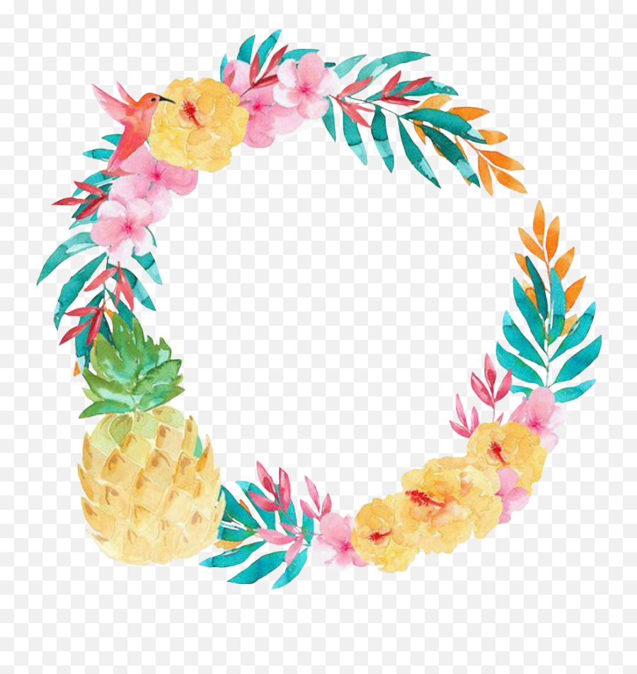Tropical Summer Circleframe Flowers Sticker By Anna Emoji,Summer Flowers Clipart