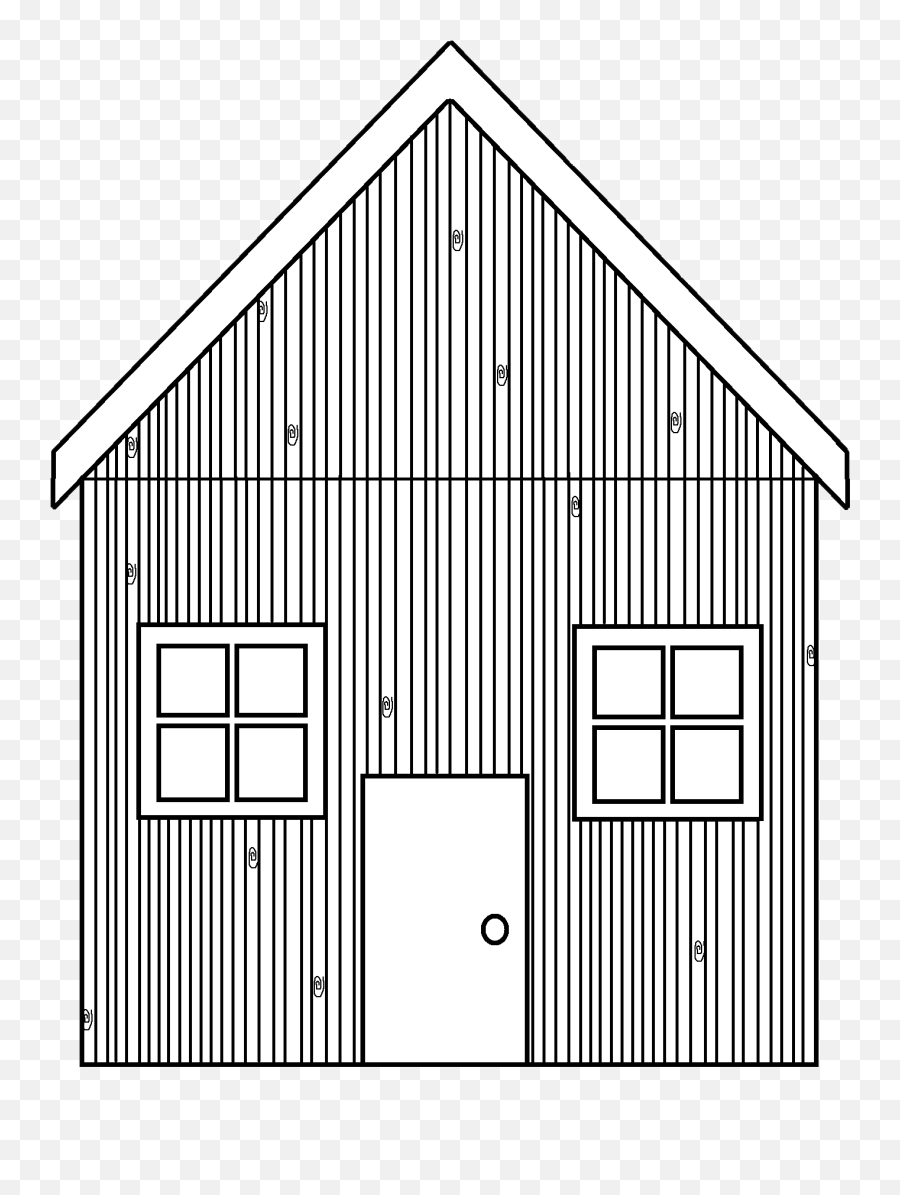 Library Of House Outline Banner Black And White Stock Black - Stick House Drawing Three Little Pigs Emoji,House Clipart Black And White