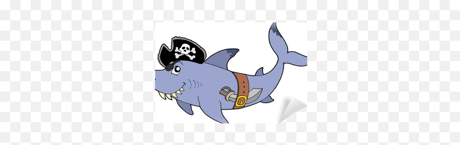 Cartoon Pirate Shark Wall Mural U2022 Pixers - We Live To Change Emoji,Shark Tooth Clipart
