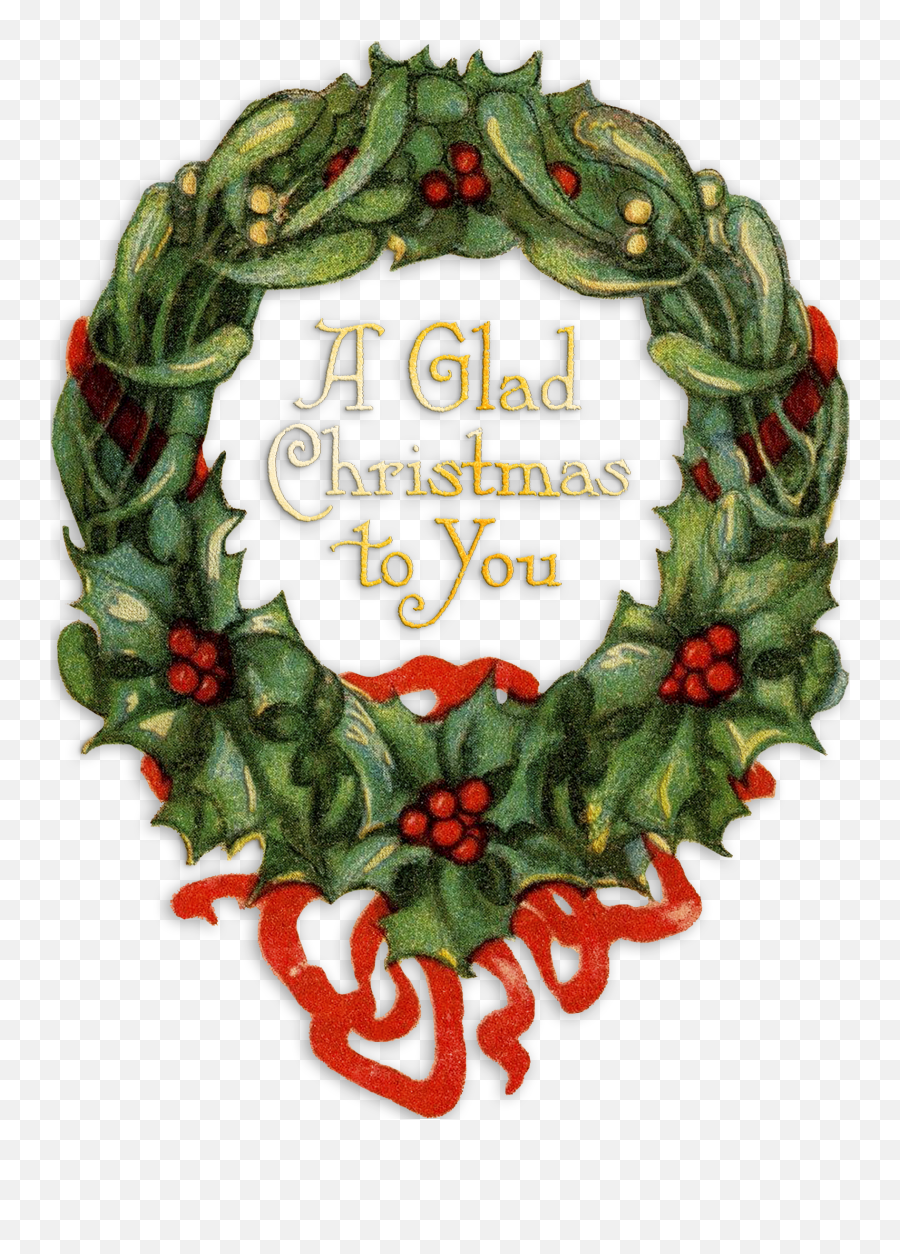 A Glad Christmas Wreath - Vintage Wreath Clipart Free Emoji,Christmas Wreath Png