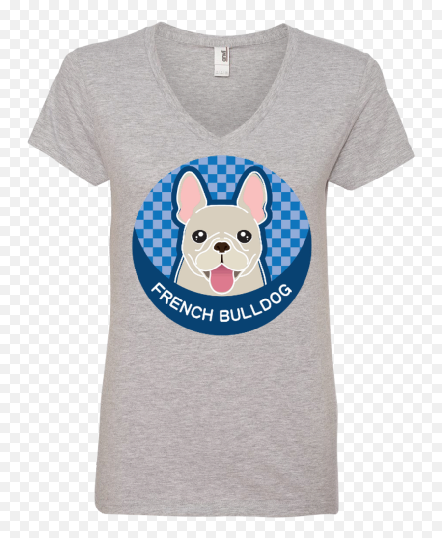 French Bulldog Round Dog Logo 2 - Ladiesu0027 Vneck Tee U2013 Crazy Emoji,Bull Dog Logo