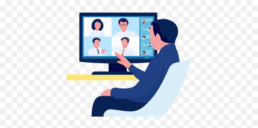 Premium Video Conference Illustration Pack From Network Emoji,Meetings Clipart