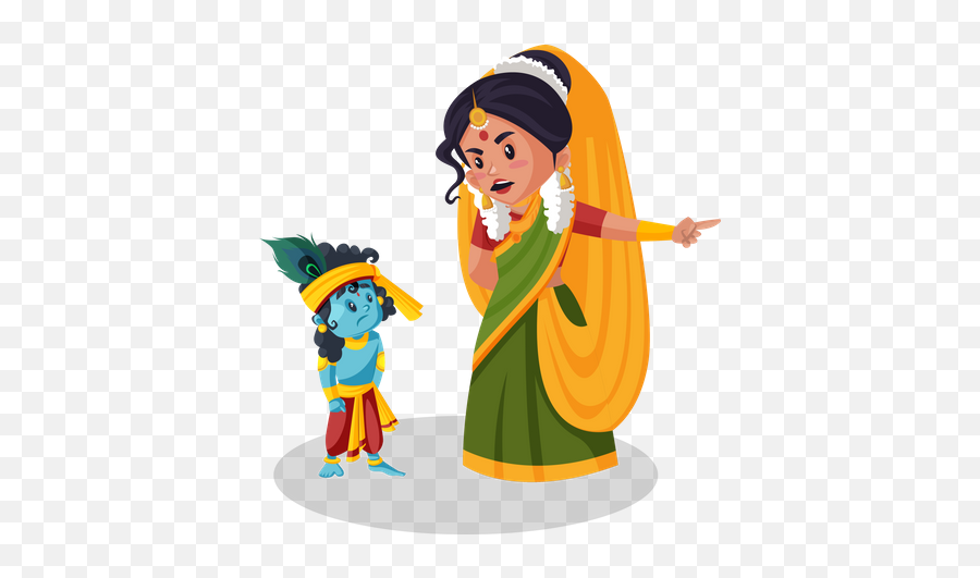 Best Premium Yashoda Maa Yelling At Little Krishna Emoji,Yell Clipart