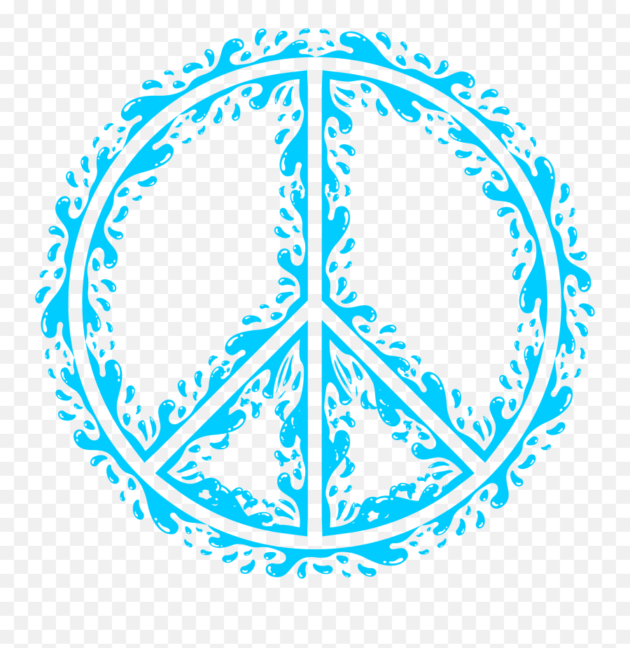 Aqua Peace Sign Png Transparent - Blue Peace Sign Transparent Emoji,Peace Sign Png