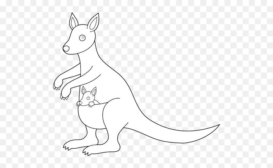 Colorable Kangaroo Design Free Clip Art - Clip Art Kangaroo Black And White Emoji,Kangaroo Clipart