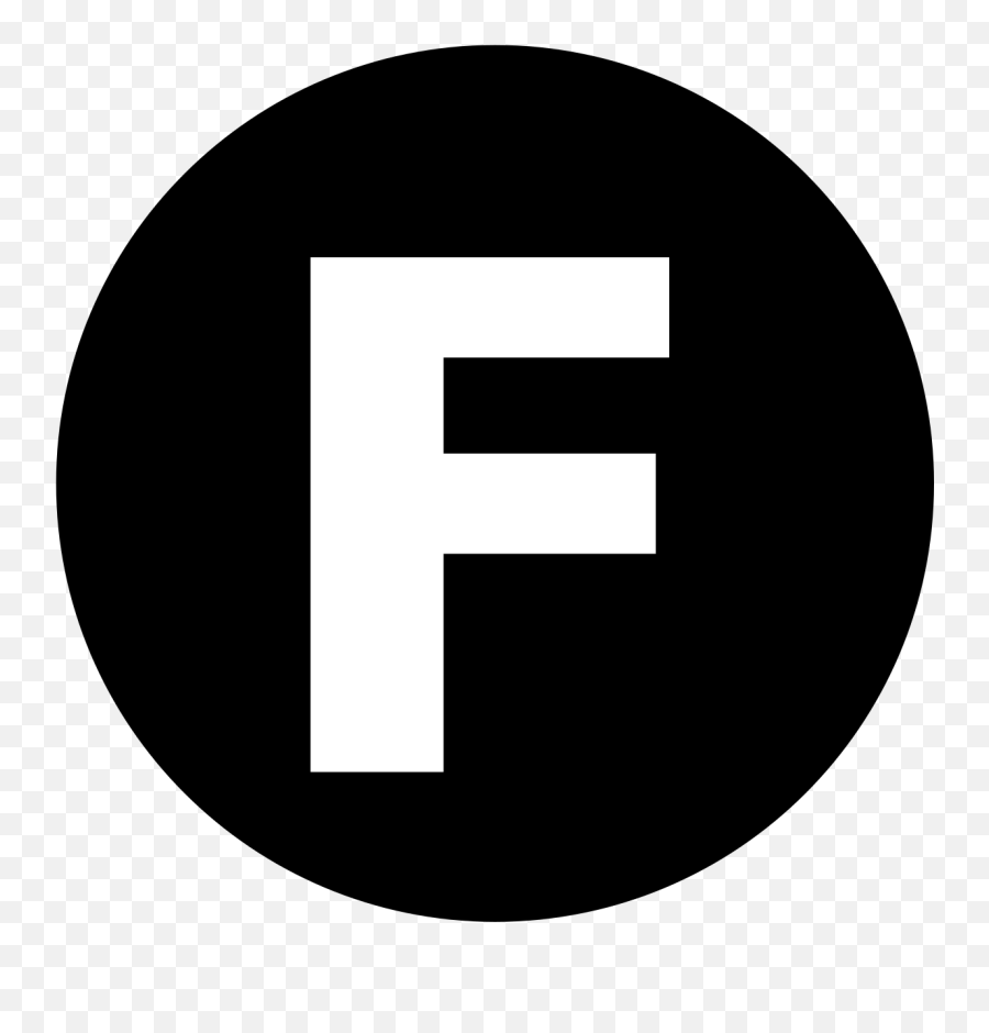 White Letter F Centered Inside Black Circle Svg Vector Emoji,Circle Clipart Black And White