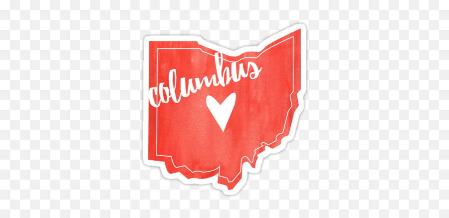 Columbus Heart Ohio Outline Watercolor Sticker By Emoji,Ohio Outline Png