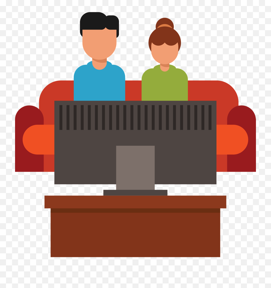 Man And Woman Watching Tv Clipart - Watching News About Typhoon Clipart Emoji,Tv Clipart