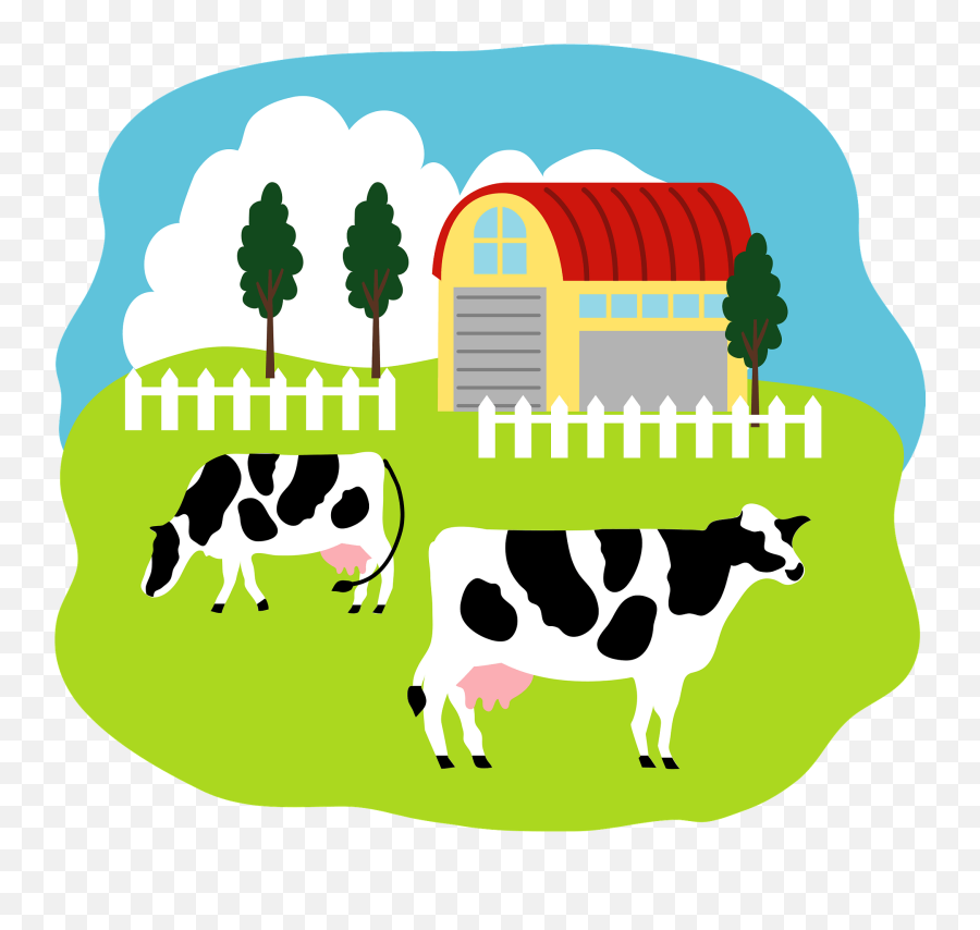 Farm Cattle Clipart - Farm With Cow Clipart Emoji,Farming Clipart