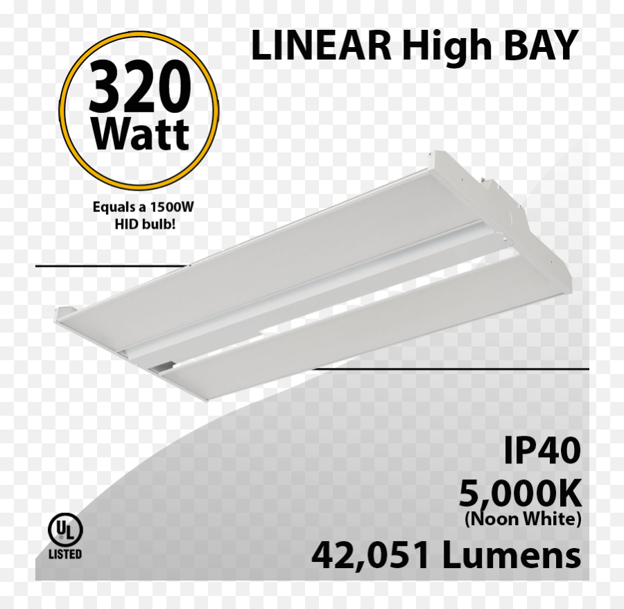 High Bay Led Light 4ft 320w 42051 Lumens 5000k Ul Dlc Emoji,Light Glare Png