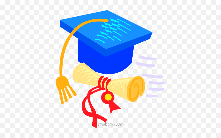 Graduation Hat And Certificate Royalty Free Vector Clip Art - Blue Background Design For Graduation Emoji,Diploma Clipart