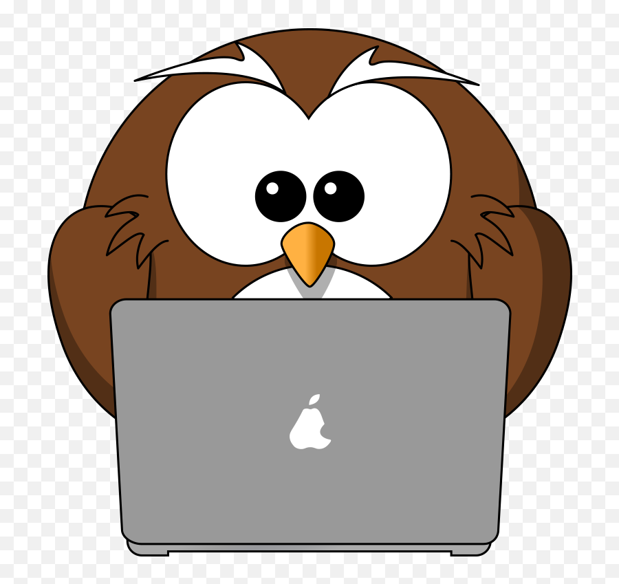 Cartoon Owl Clipart Jpg - Cartoon Owl On Computer Png Emoji,Owl Silhouette Clipart