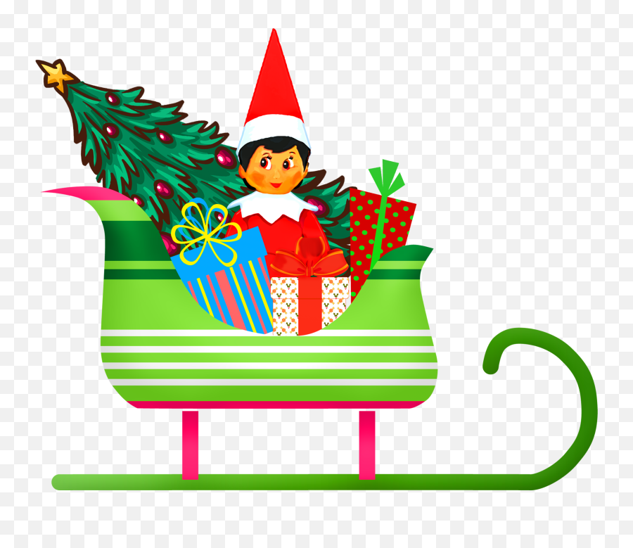 Elf Silhouette - Girl Elf On The Shelf Clipart Emoji,Santa Sleigh Clipart