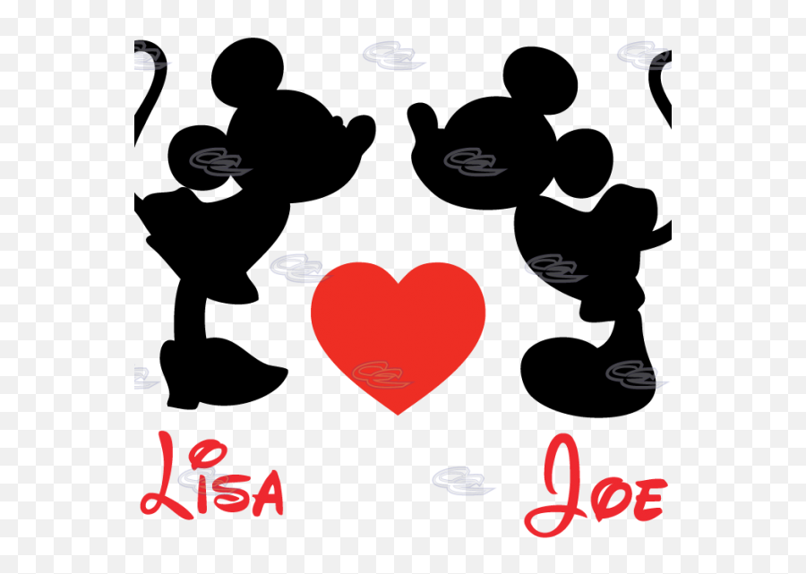 Download Mickey And Minnie Mouse Silhouette Clipart - Minnie Mickey And Minnie Kissing Silhouette Emoji,Mickey Mouse Ears Clipart