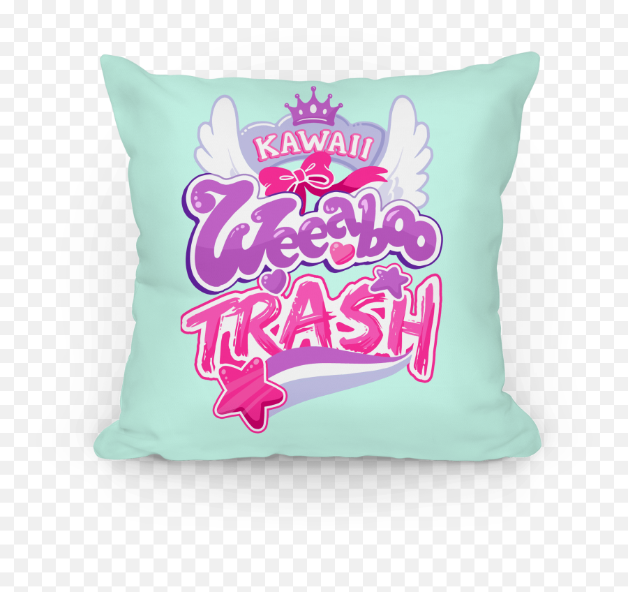 Kawaii Weeaboo Trash Anime Logo Pillows - Kawaii Weeaboo Trash Emoji,Anime Logo