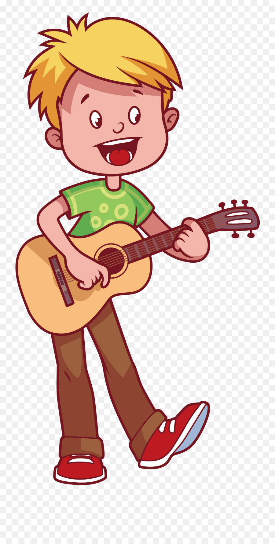 Download Hd Boy Playing Guitar Clipart - Play Guitar Cartoon Emoji,Acoustic Guitar Clipart