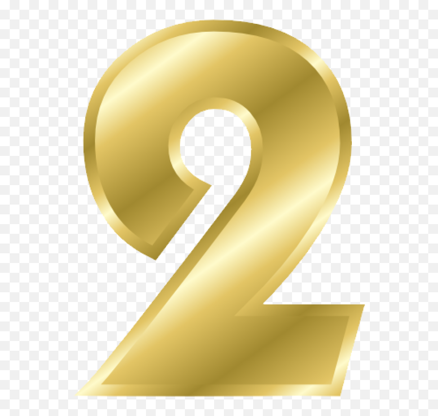 Gold Number 2 Transparent Png - Gold Number 2 Transparent Background Emoji,2 Png