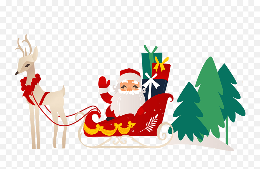 Free Cute Santa Sleigh Clipart For - Santa Claus Emoji,Santa Sleigh Clipart