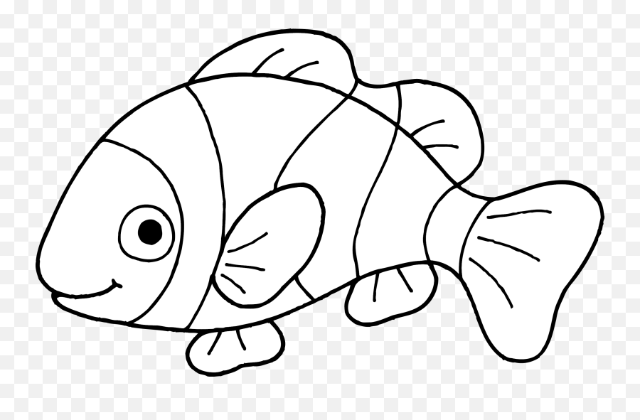 Nemo Fish Png Black And White - Clown Fish Clip Art Emoji,Fish Png