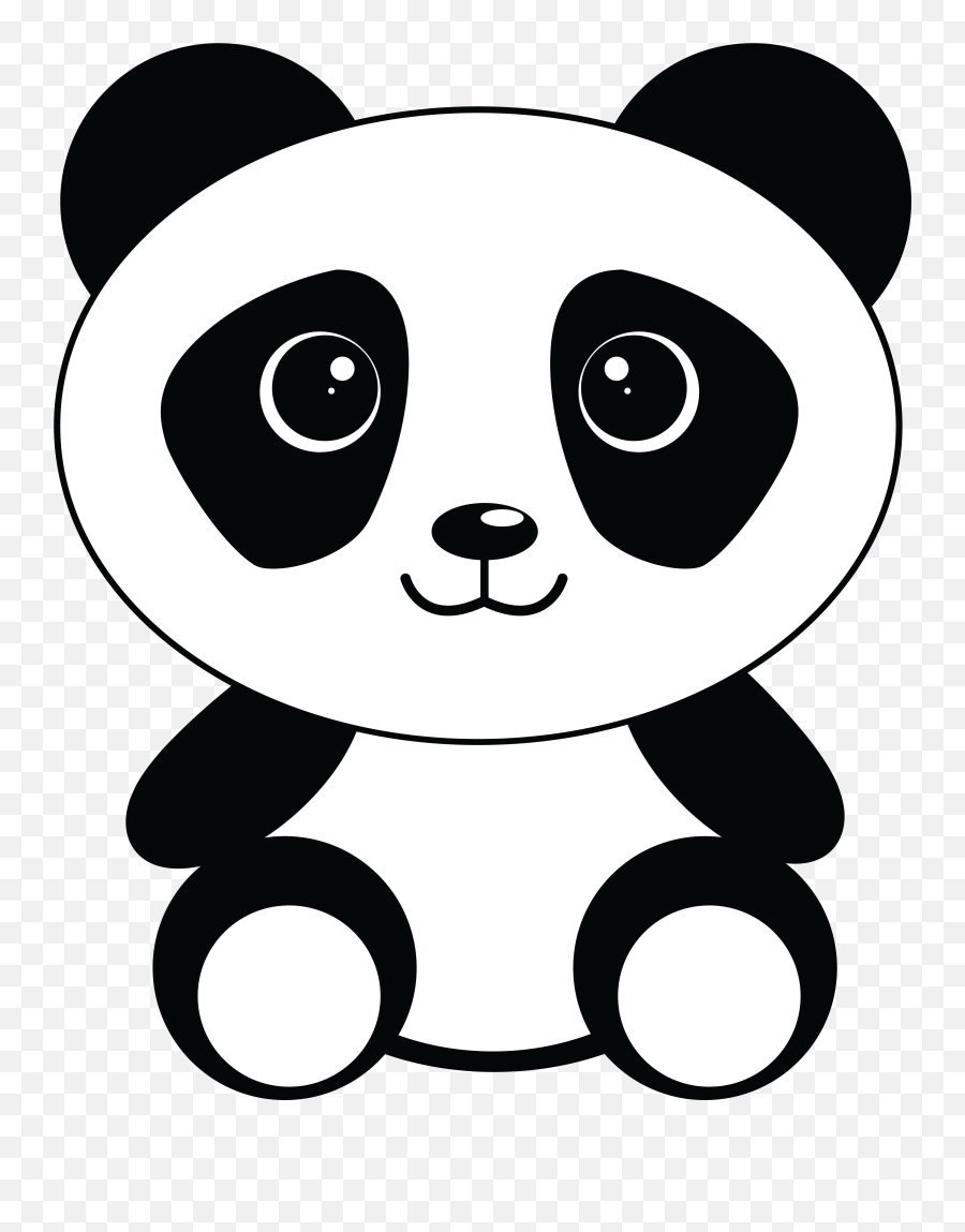Download Big Image - Panda Clipart Black And White Emoji,Panda Clipart
