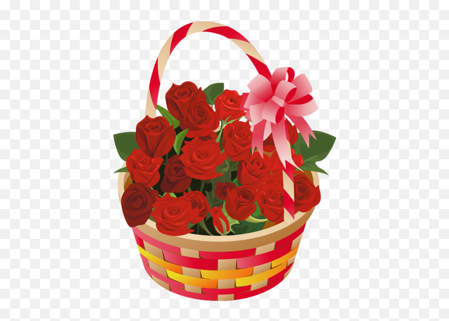 Download Rose Basket Flower Artwork Flower Clipart Flower - Flowers In A Basget Clipart Png Emoji,Flower Clipart Png