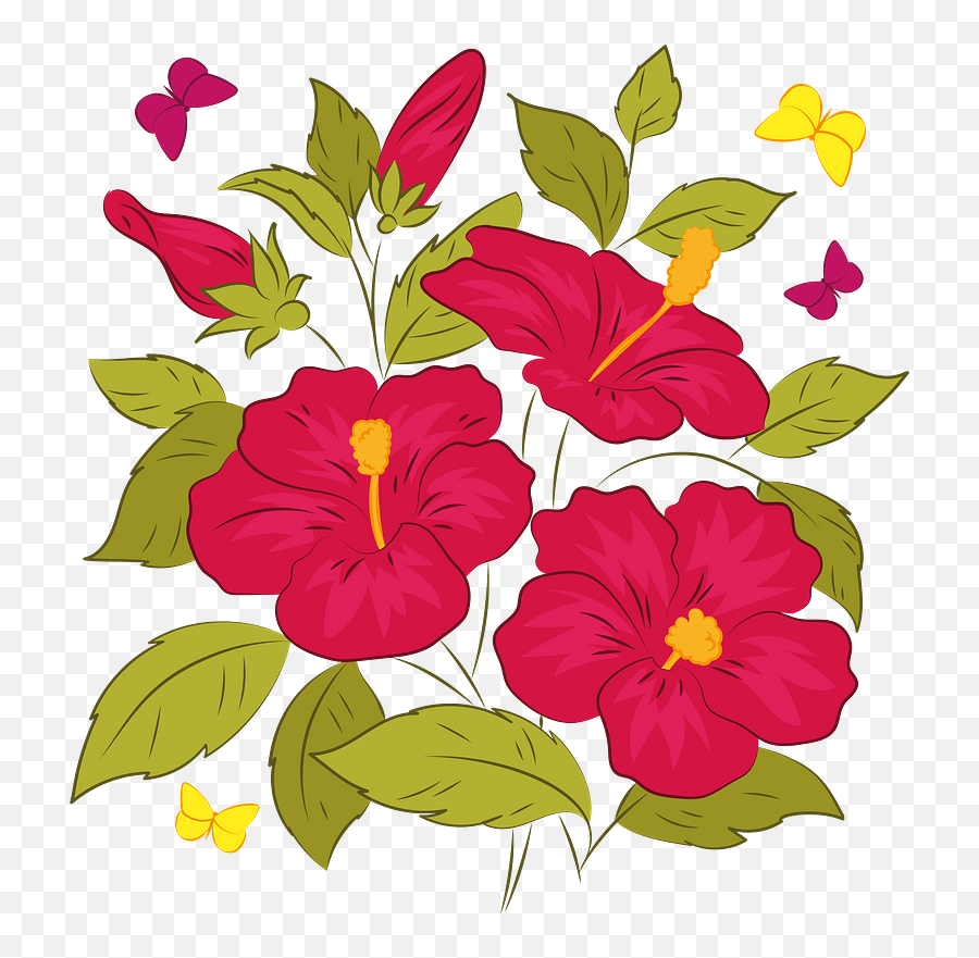 Hawaiian Hibiscus Clipart - Floral Emoji,Hibiscus Clipart