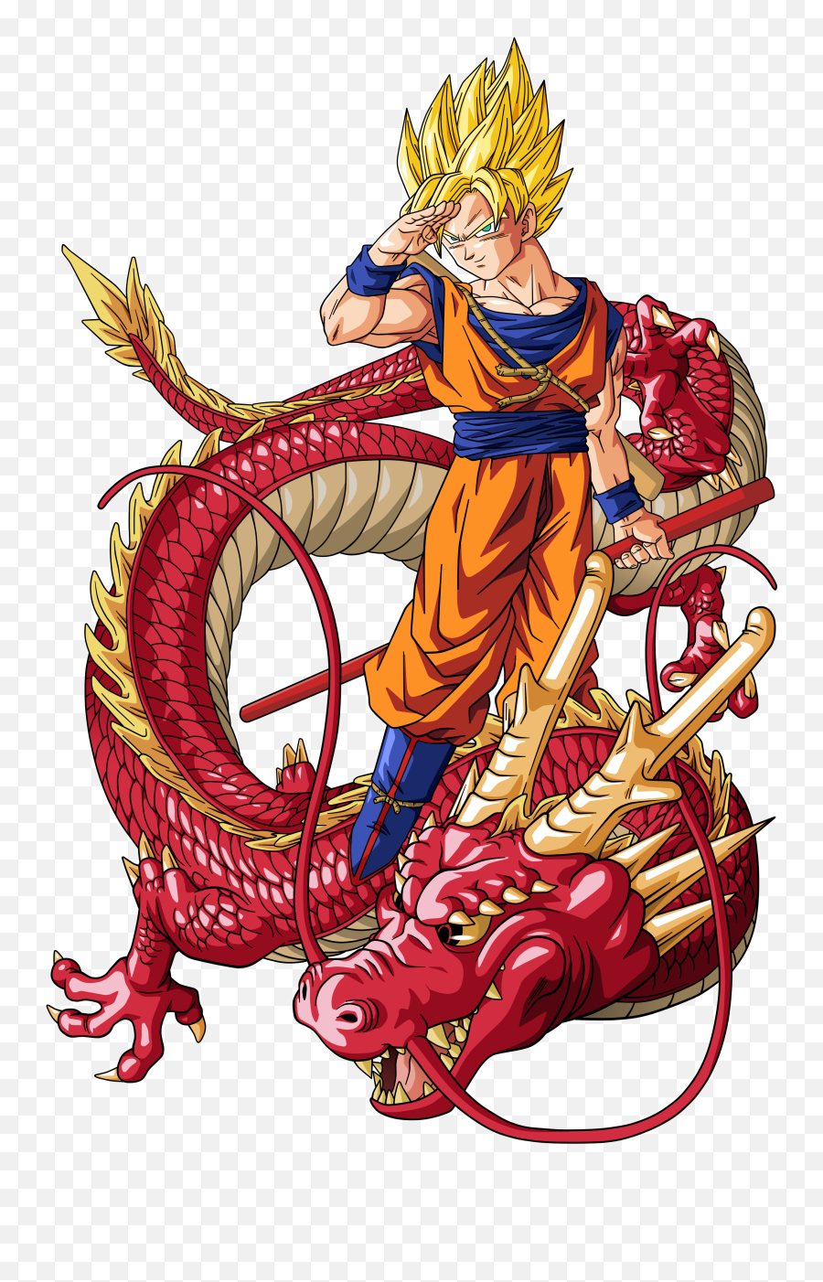 Download Goku With Red Dragon Png Image With No Background - Son Goku And Dragon Emoji,Red Dragon Png
