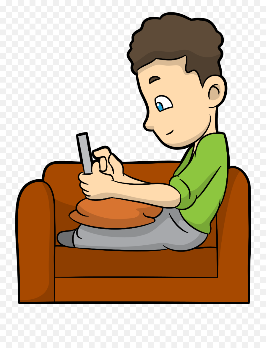 Filerelaxed Cartoon Guy Using His Phone At Homesvg - Boy On His Phone Animated Emoji,Mobile Home Clipart
