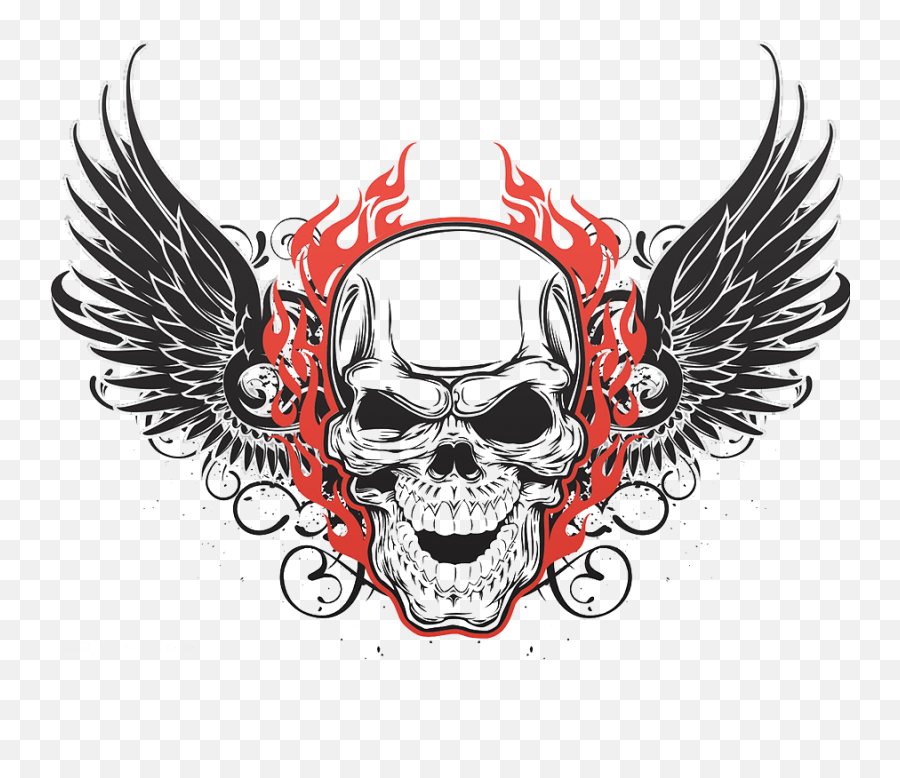 Download Tattoo Art Skull Flying Human - Tattoo Skull And Wings Emoji,Skulls Png