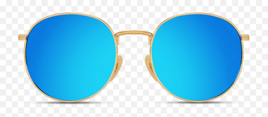 Download Hd Mirror Blue Gold Frame Round Women Sunglasses Emoji,Transparent Frame Sunglasses