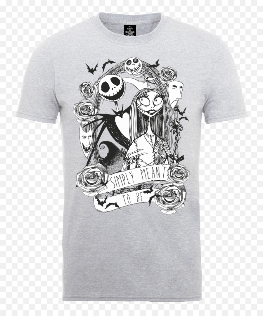 Disney The Nightmare Before Christmas Jack Skellington And Sally Grey T - Shirt Short Sleeve Emoji,Jack Skellington Png