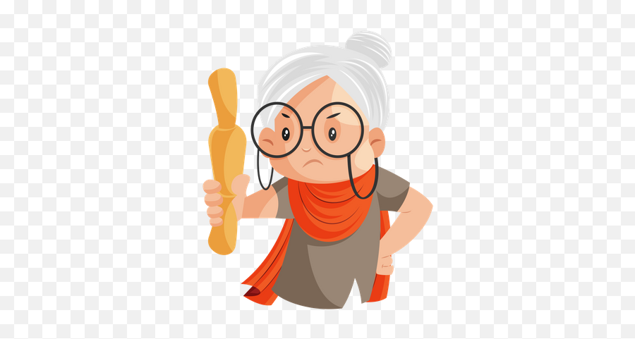 Best Premium Angry Grandmother Is Holding A Rolling Pin In Emoji,Gramma Clipart