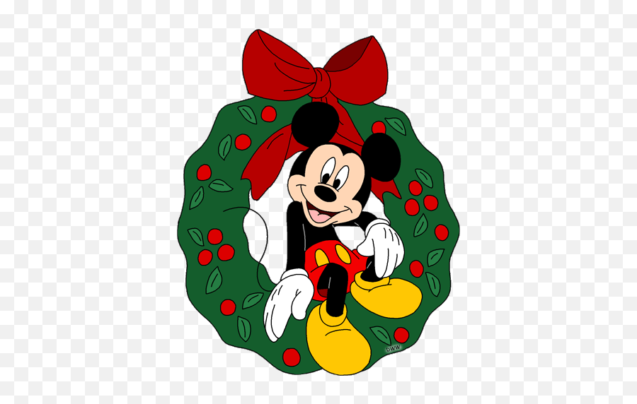 Christmas Mickey Wreath Clipart - Novocomtop Mickey Mouse Disney Christmas Clipart Emoji,Christmas Wreath Clipart