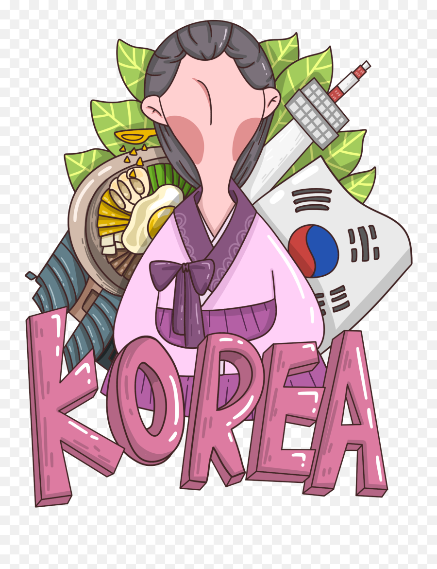 Cartoon Creative Tidal Korean Element Png And Psd - Creative Korean Flag Emoji,Korean Flag Png