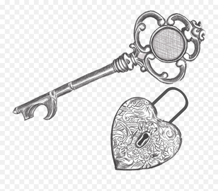 Skeletonkey Skeletonkeys Key Keys Heart Hearts - Heart Key And Locket Drawing Emoji,Key Clipart Black And White