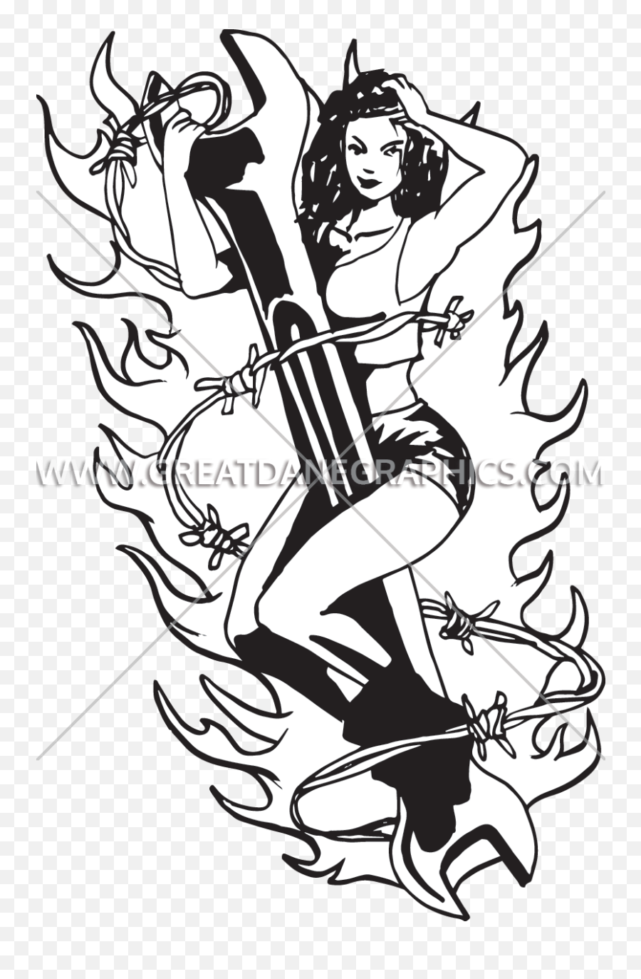 Pinup Girl Wrench Production Ready Artwork For T - Shirt Emoji,Pin Up Girl Clipart