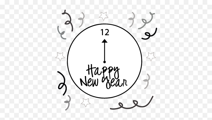 Happy New Year Png Files - New Years Art Black And White Emoji,New Years Eve Clipart