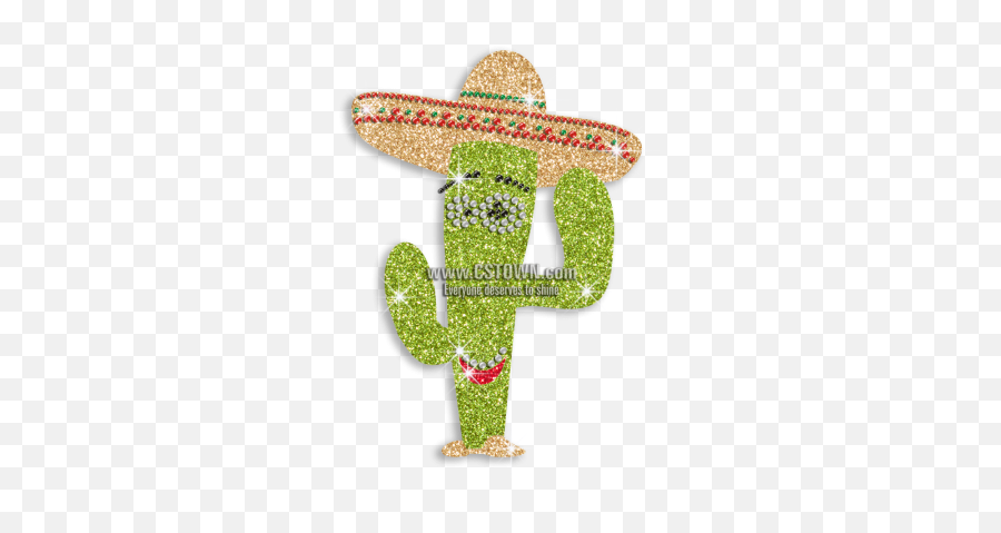 Download Cute Custom Cactus In A Hat Rhinestone Iron On Emoji,Cute Cactus Png