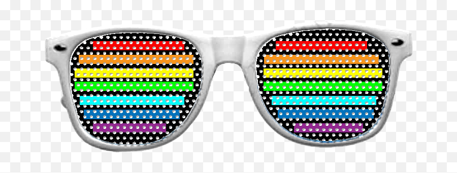 Rainbow Vinyl Rave Glasses With White Frames - Rave Glasses Transparent Emoji,Sunglasses Transparent Background