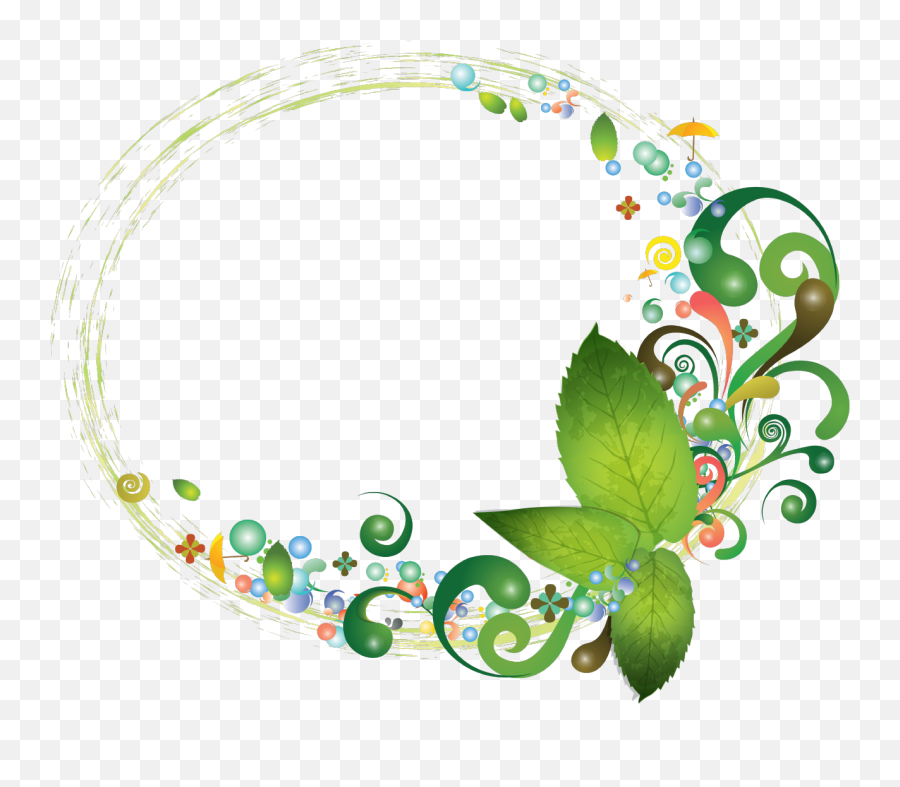 Green Floral Border Png Image Png Arts - Clip Art Emoji,Oval Png