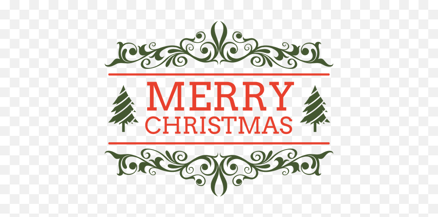 Merry Christmas Ornamented Label - Transparent Png U0026 Svg Transparent Background Merry Christmas Clip Art Emoji,Christmas Transparent