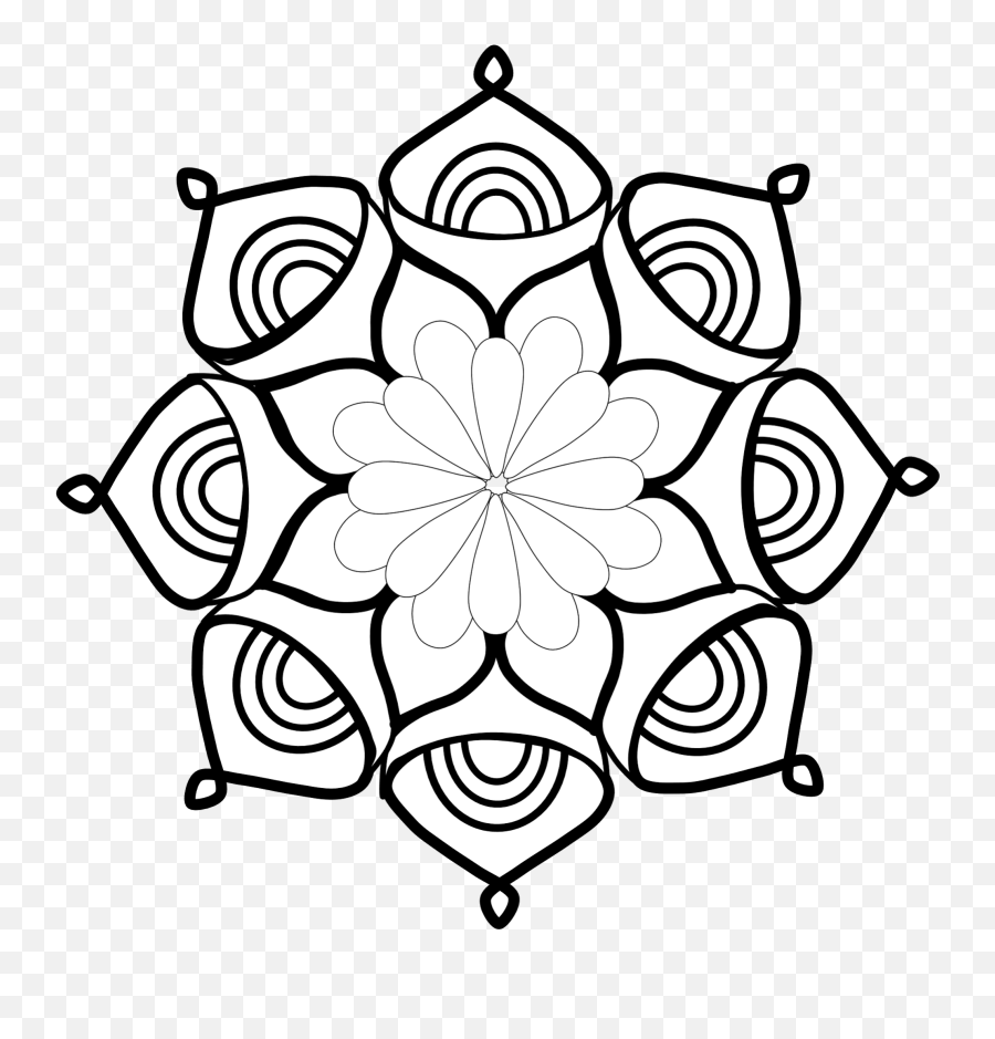 Mandala Clip Art - Mandala Clipart Black And White Png Emoji,Mandala Clipart