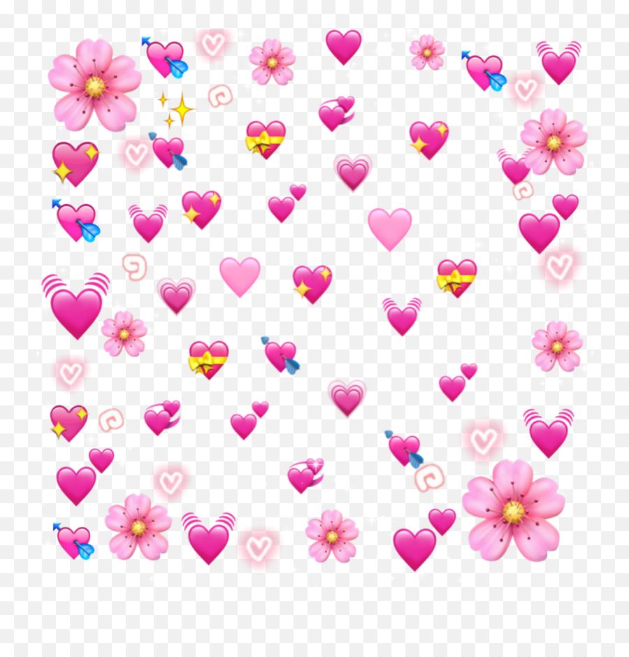 Download Hd Heart Pink Stars Flower Tumblr Hearts - Emoji Hearts Meme Png,Transparent Heart Emoji