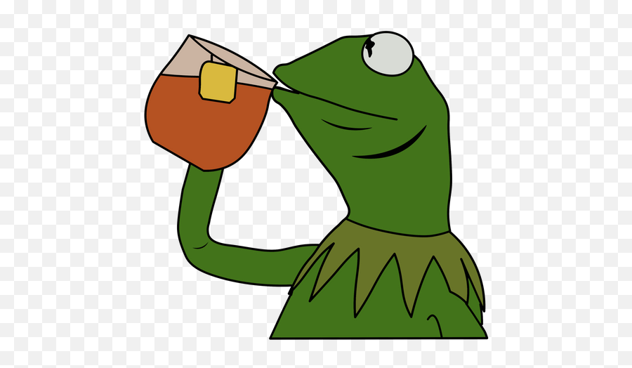 Kermit The Frog - Kermit Drinking Tea Drawing Emoji,Kermit The Frog Transparent
