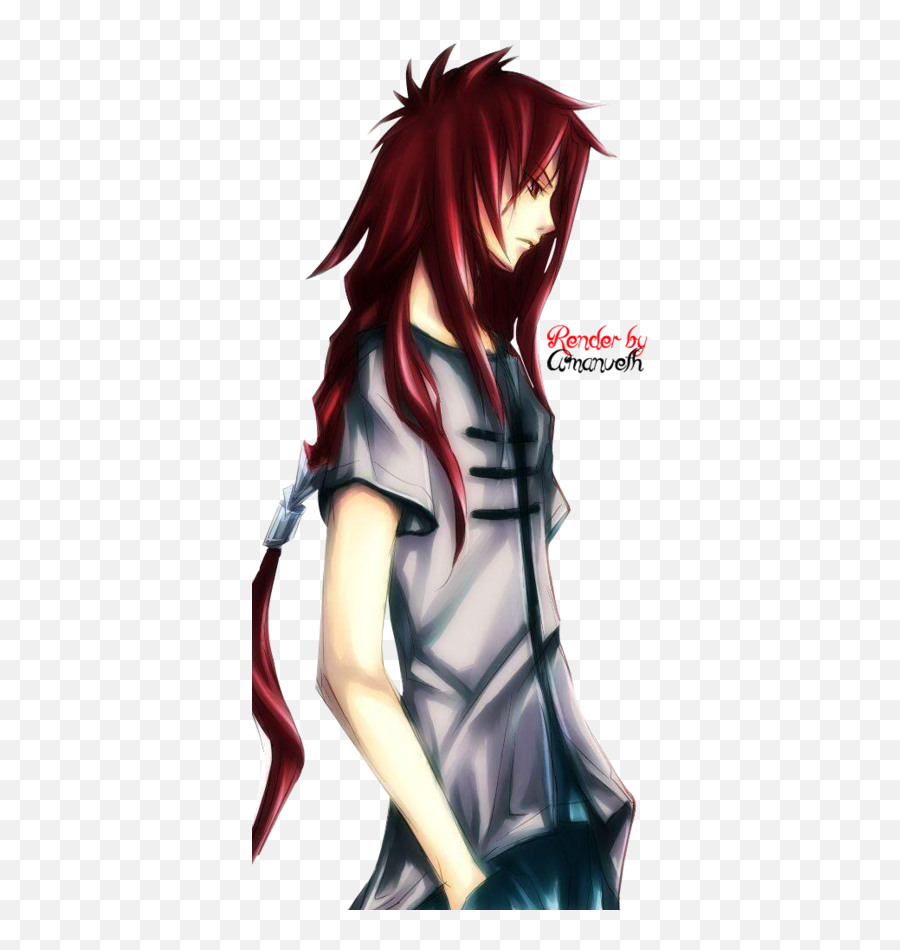 Download Red Hair Anime Guy Anime Long - Male Anime Long Red Hair Emoji,Anime Hair Transparent