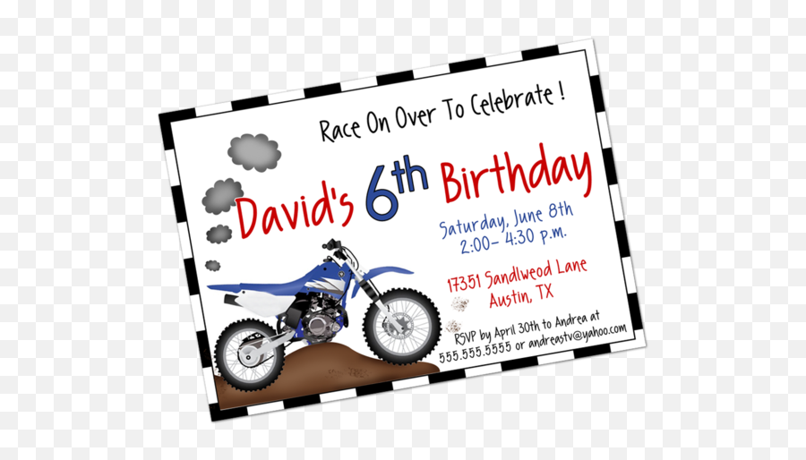 Dirt Bike Digital Birthday Invitation - Motorcycling Emoji,Dirt Bike Png