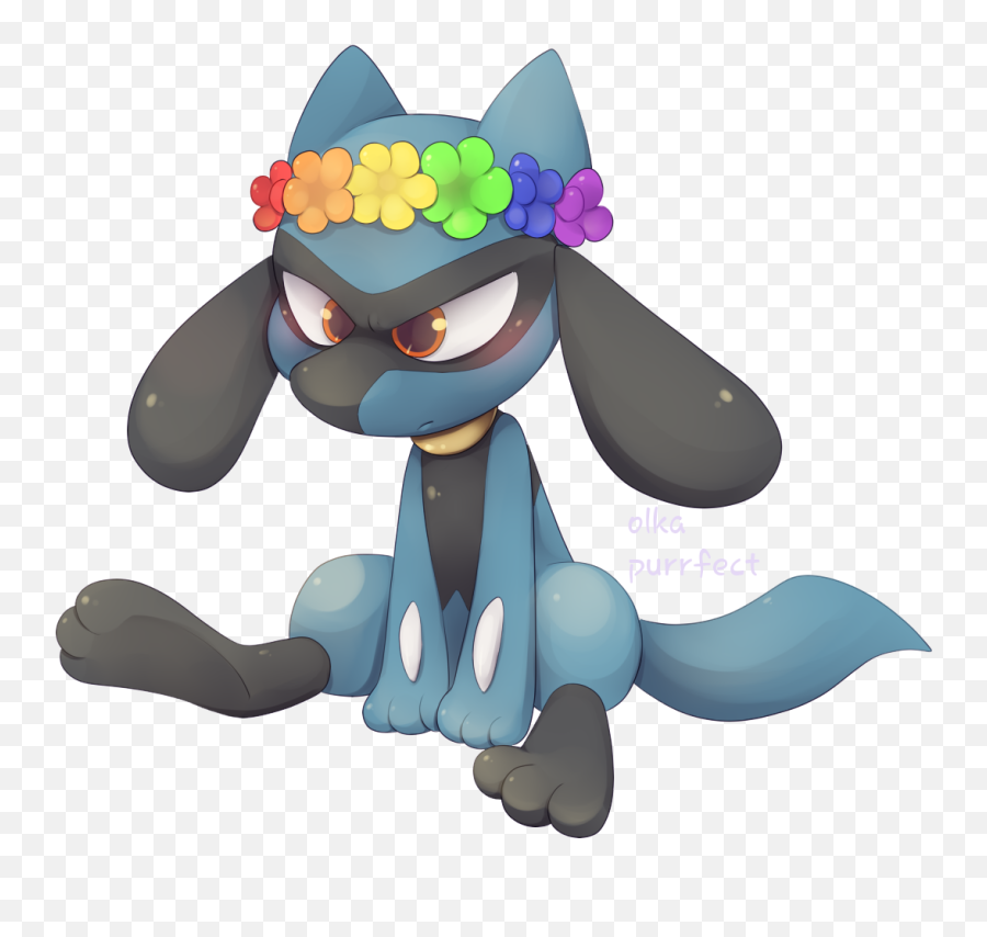 Riolu Pride Flower Crown By Marshmallow - Ears Fur Affinity Emoji,Flower Crown Clipart
